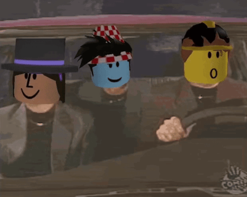 Roblox Characters Sitting In Car With Hat GIF
