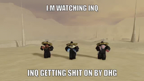 Three Roblox Characters Are Standing In A Desert With The Caption I.m Watching Inq GIF