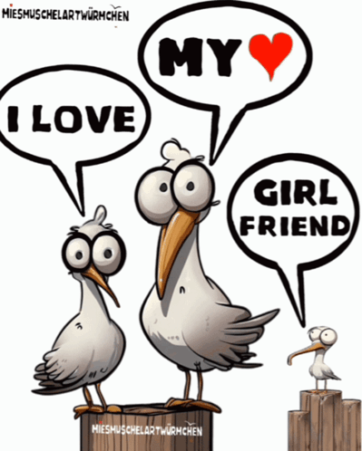Three Seagulls Saying I Love My Girlfriend GIF