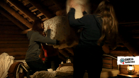 Three Sisters Pillow Fight Night GIF