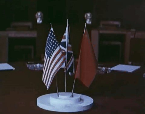 Three Small Flags Including American and British