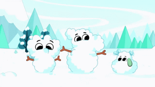 Three Snowmen In Snow GIF