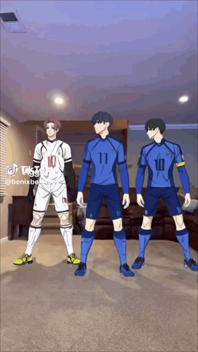 Three Soccer Players in Living Room With Number 11 Jersey