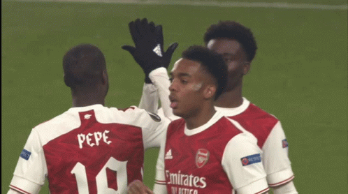 Three Soccer Players One Wearing Emirates Jersey GIF