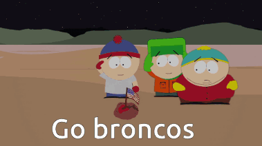 Three South Park Characters Go Broncos GIF