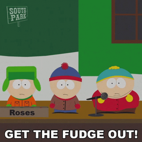 Three South Park Characters Sitting at Table With Roses