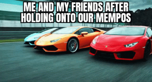 Three Sports Cars Saying Holding Onto Our Memos