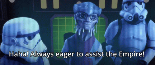 Three Stormtroopers Haha Always Eager To Assist The Empire GIF