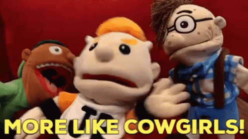 Three Stuffed Animals Saying More Like Cowgirls