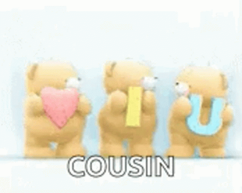 Three Teddy Bears Are Standing Next To Each Other Holding Letters U And U . GIF
