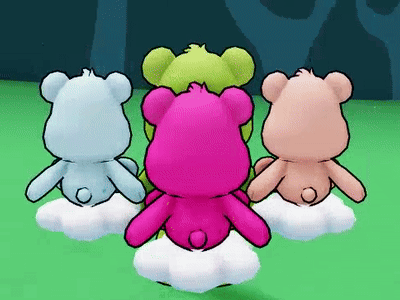 Three Teddy Bears Sitting on Clouds