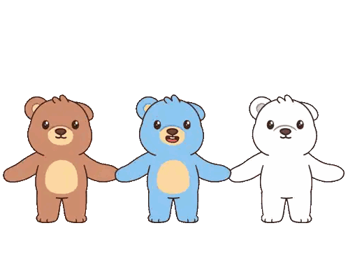 Three Teddy Bears Standing Together