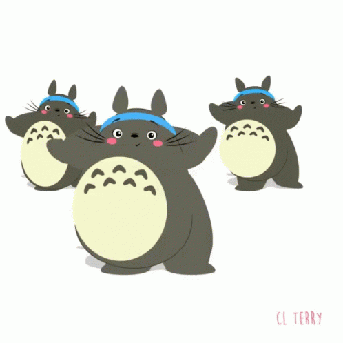 Three Totoro Bears with Blue Headbands and CL Terry