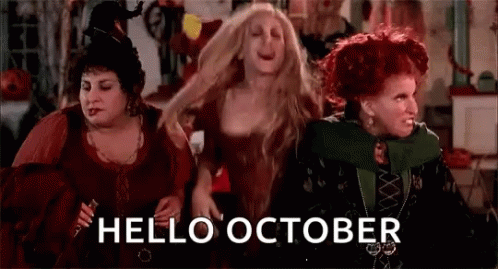 Three Witches From The Movie Hocus Pocus Are Dancing In A Room . GIF