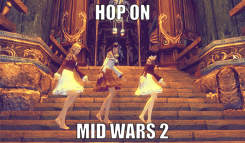 Three Women Dancing On Stairs Hop On Mid Wars 2 GIF