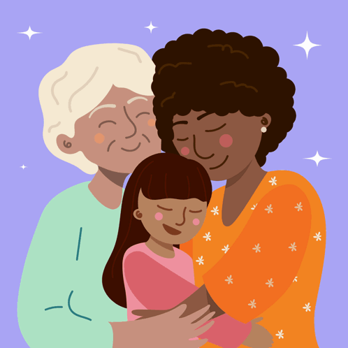 Three Women Hugging a Young Girl