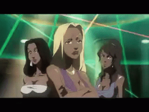 Three Women Standing Arms Crossed In Club GIF