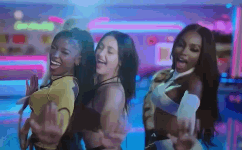 Three Women Standing Together GIF
