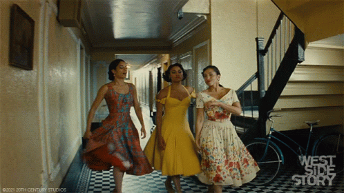 Three Women Walking Down Hallway West Side Story