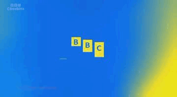 Three Yellow Blocks With Faces On Blue Surface GIF