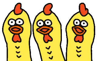 Three Yellow Chickens with Big Eyes