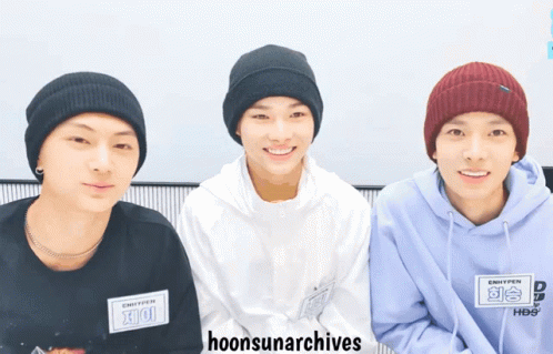 Three Young Men In Beanies And Hoodies Hoonsunarchives GIF