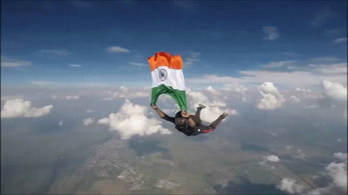 Thrilling Sky Diving India Flag GIF
