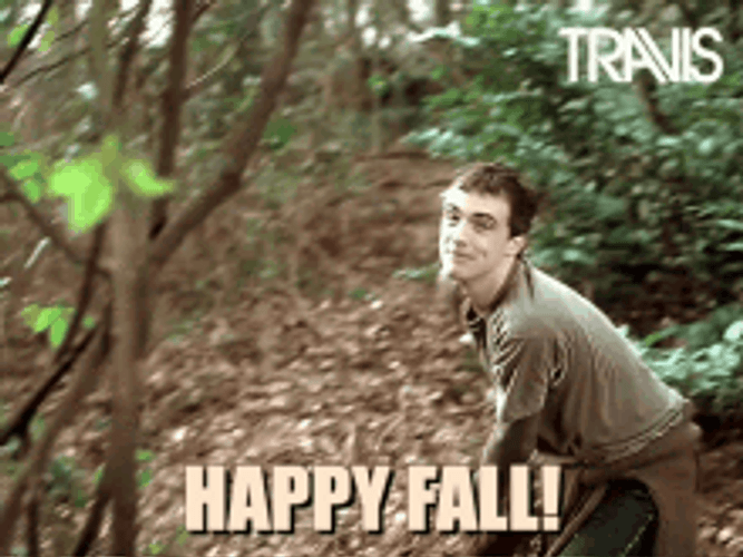 Throwing Leaves & Saying Happy Fall GIF