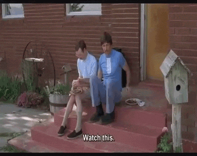 Throwing Napoleon Dynamite Steak On Road GIF