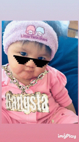 Thug Cute Baby In Pink GIF