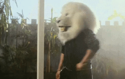 Thumb Up Lion Head Mascot GIF