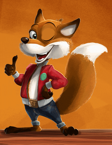 Thumb Up Wink Fox GIF