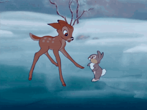 Thumper With Bambi On Ice GIF