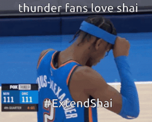 Thunder Fans Love Shai #Extendshai Written On A Basketball Player 'S Jersey GIF