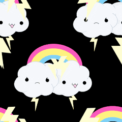 Emoji Clouds With Rainbow And Thunderstorm GIF