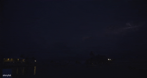 Thunderstorm Lightning Over Night Clouds GIF