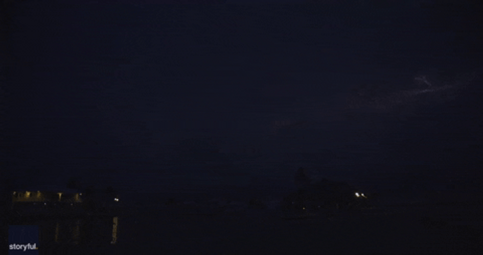 Thunderstorm Lightning Over Night Clouds GIF