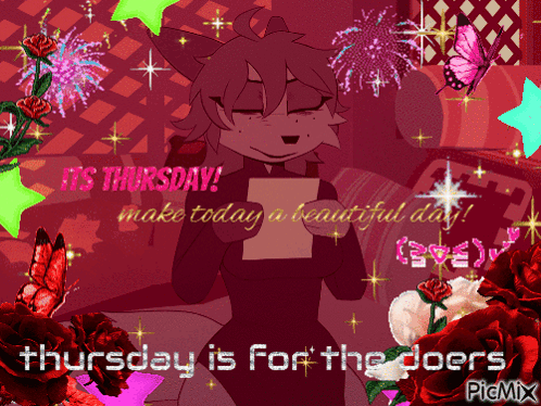 thursday is for the doers with a cartoon character