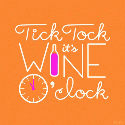 Tick Tock It's Time For Wine Text Animation GIF