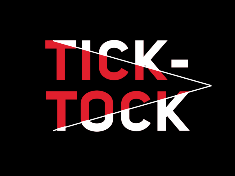Tick Tock Time's Up Red White Text Animation GIF