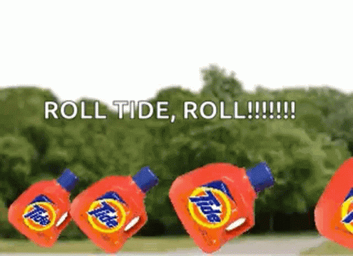 Tide Laundry Detergent Bottles Lined Up GIF