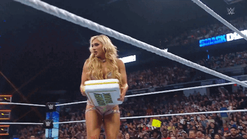 Tiffany Stratton Talks To Referee GIF