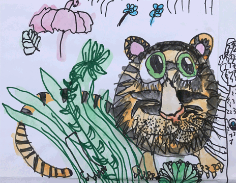 Tiger Child Drawing Art GIF