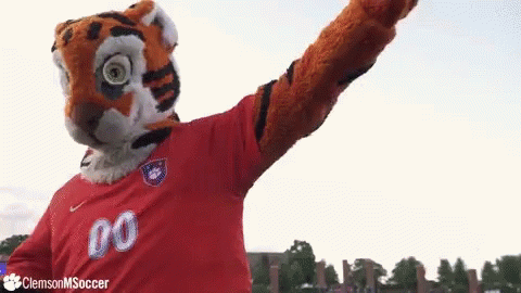 Tiger Mascot in Red Shirt Number 00