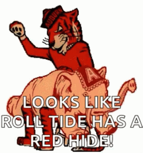 Tiger Riding Elephant Looks Like Roll Tide Has A Red Hide GIF