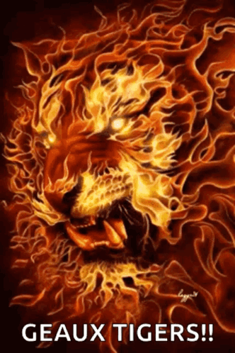 Tiger Surrounded by Flames Geaux Tigers