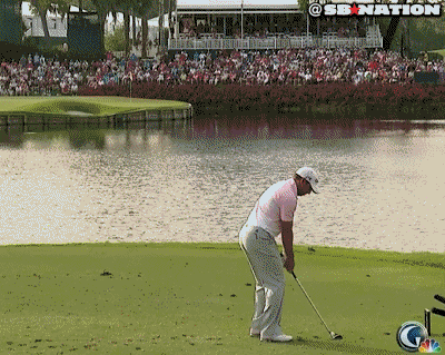 Tiger Woods Hitting Over Water Hazard GIF