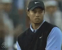 Tiger Woods Is Wearing A Black Nike Hat And A Blue Shirt GIF