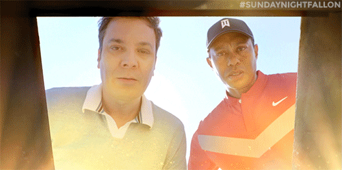 Tiger Woods Jimmy Fallon Having Fun GIF
