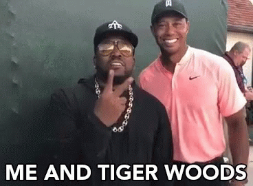 Tiger Woods Posing With Fan GIF